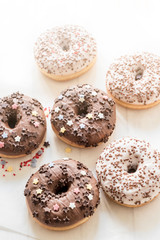 Dark and white chocolate donuts