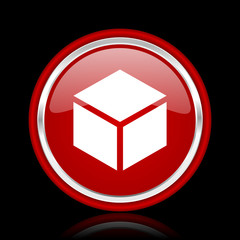 box red glossy cirle web icon on black bacground