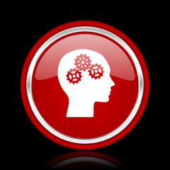 head red glossy cirle web icon on black bacground