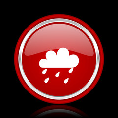 rain red glossy cirle web icon on black bacground