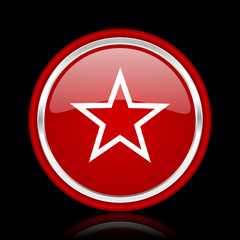 Obraz premium star red glossy cirle web icon on black bacground