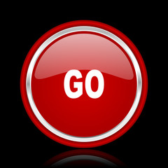 go red glossy cirle web icon on black bacground