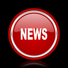 news red glossy cirle web icon on black bacground