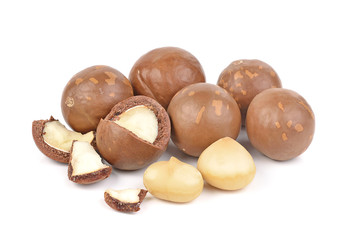 macadamia nuts isolated on white background