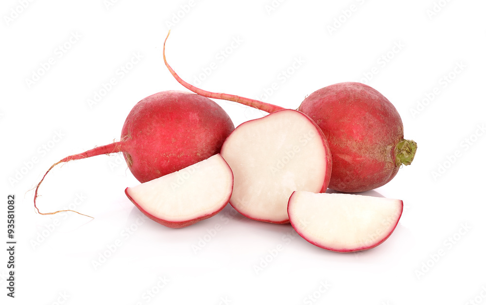 Wall mural fresh radish isolated on white background