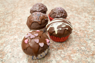 Great delicate presentation of delicious chocolate cupcakes