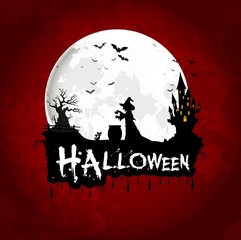 Halloween background poster on full moon