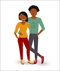 Happy african american couple flat illustration