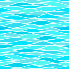 Seamless patterns with stylized waves blue shades