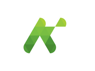 K Letter Green Triangle Leaves Geometric Logo