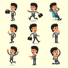 Cartoon businesswoman character poses