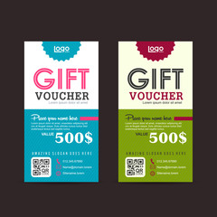 Obraz premium Gift voucher template with colorful pattern,Vector illustration