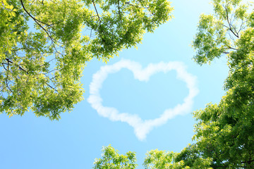 葉っぱとハートの雲