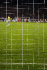 Soccer goal net during the game