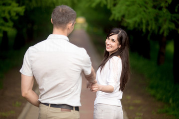 Fototapeta premium Inviting boyfriend for a walk