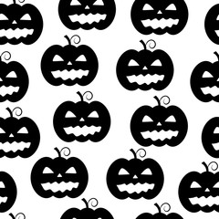 Vector seamless halloween pattern with pumpkins