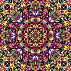 bright geometric seamless kaleidoscope pattern