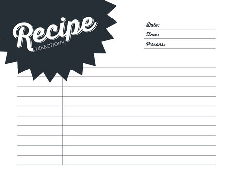 Simple recipe card design in dark blue. Template. Vector design.