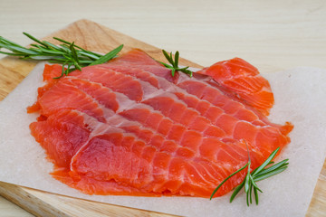 Sliced salmon