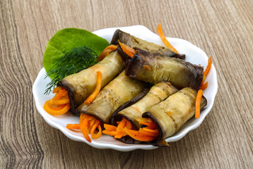 Eggplant rolls with carrot