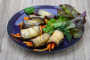 Eggplant rolls with carrot