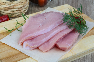 Raw turkey steak