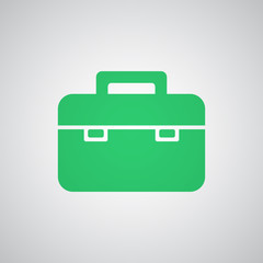 Flat green Briefcase icon