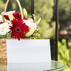Flower basket with plain envelope