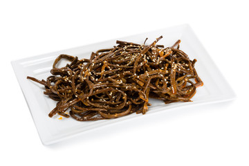 Spicy salad heh sprouts fern and sesame seeds