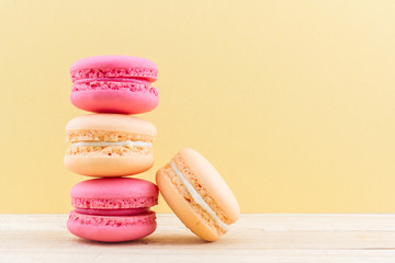 Sweet and colourful french macaroons or macaron.
