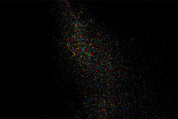 Colorful confetti vector. Grainy abstract  colorful texture on a black background. Design element. Vector illustration,eps 10.