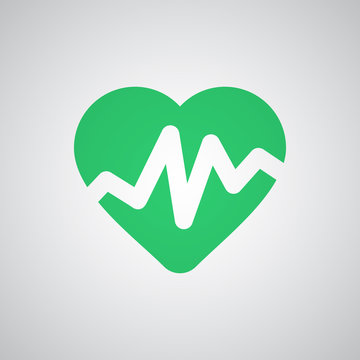 Flat green Heart Rate Pulse icon