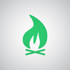 Obraz premium Flat green Bonfire icon