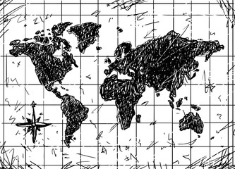 Vector Sketch of Grunge Map