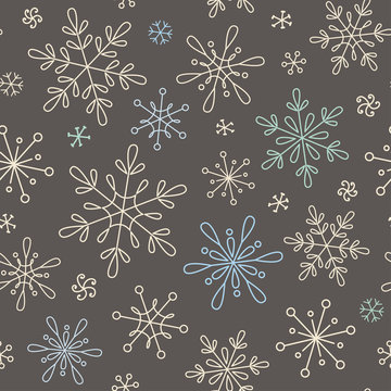 Seamless pattern with snowflakes for Christmas, New Year and winter design