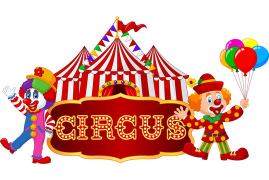 Circus tent with clown. isolated on white background
