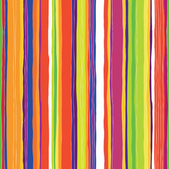 Abstract colorful stripes pattern. Seamless hand-drawn lines vec