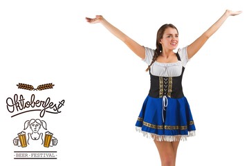 Smiling oktoberfest girl with arms raised