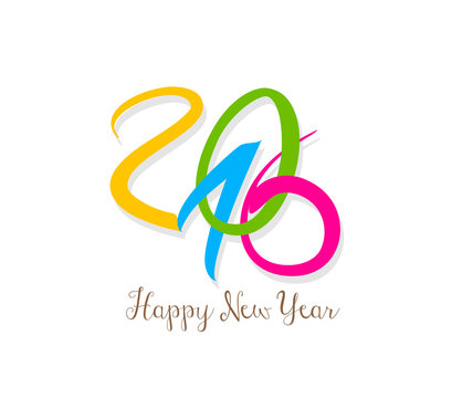 creative typography design of happy new year 2016