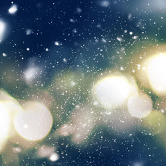 Bright Night Light in defocused. Blue, yellow color. Vibrant Background