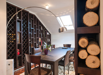 Dining room in loft apartment