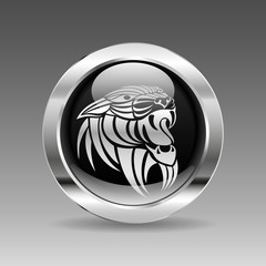 Black glossy chrome button - Panther head