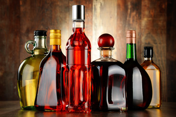 Bottles of assorted alcoholic beverages