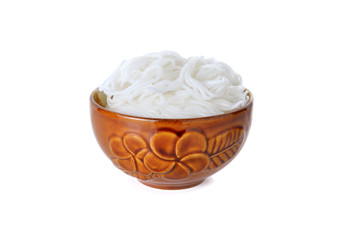 rice vermicelli or Thai noodle in bowl on white background
