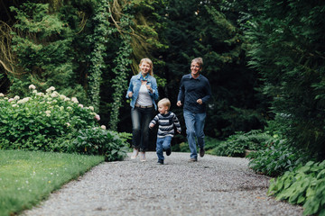 Happy family outdoor.