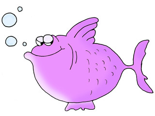 fröhlicher Fisch mit Luftblasen