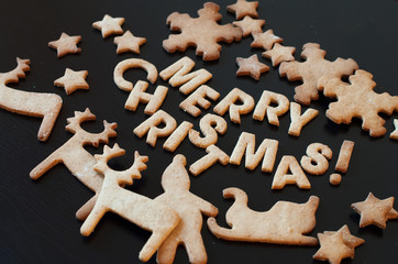 Congratulation with Merry Christmas from Gingerbread Cookies