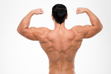 Back view portrait of a muscular man