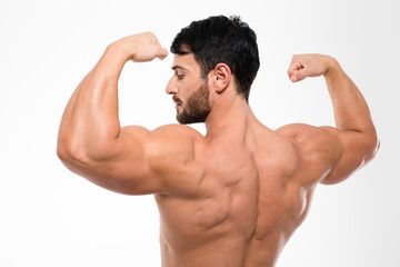 Back view portrait of a muscular man