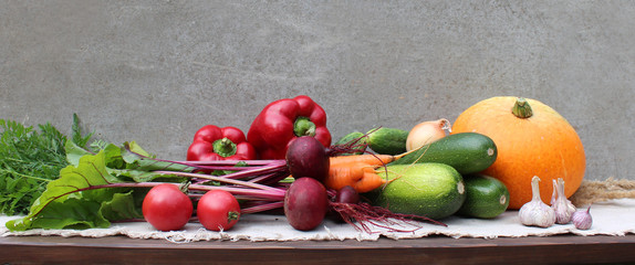 Banner with different vegetables.